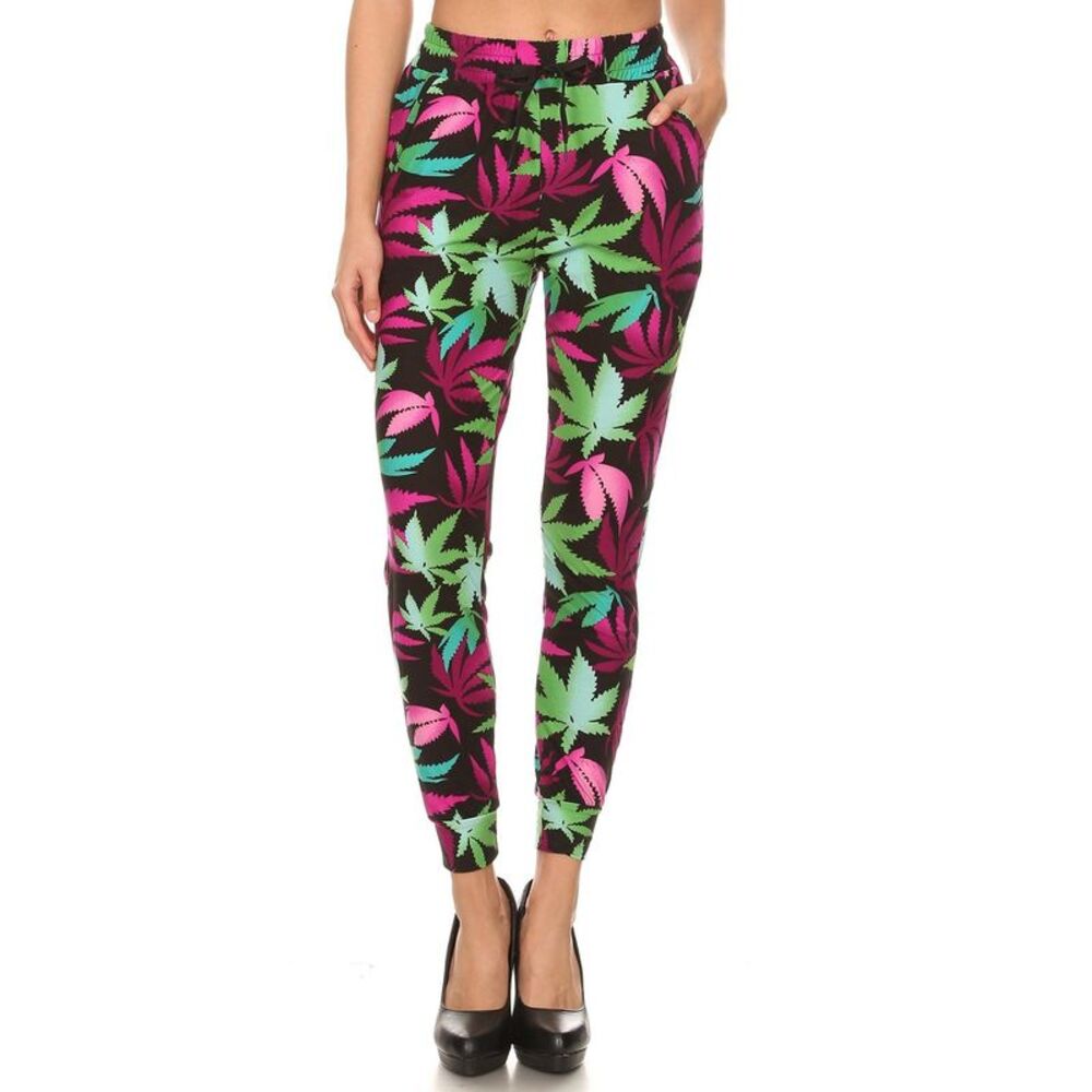 World of Leggings Buttery Smooth Fuchsia Marijuana Joggers